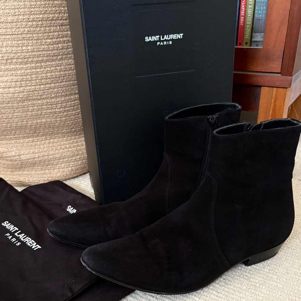 Saint Laurent Black Suede Ankle Boots
